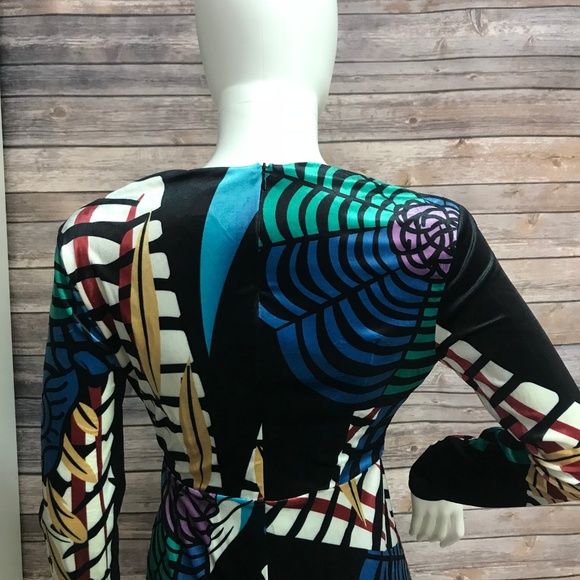 1 LEFT ** Velvet and Silk Print Gown - Picture 6 of 6